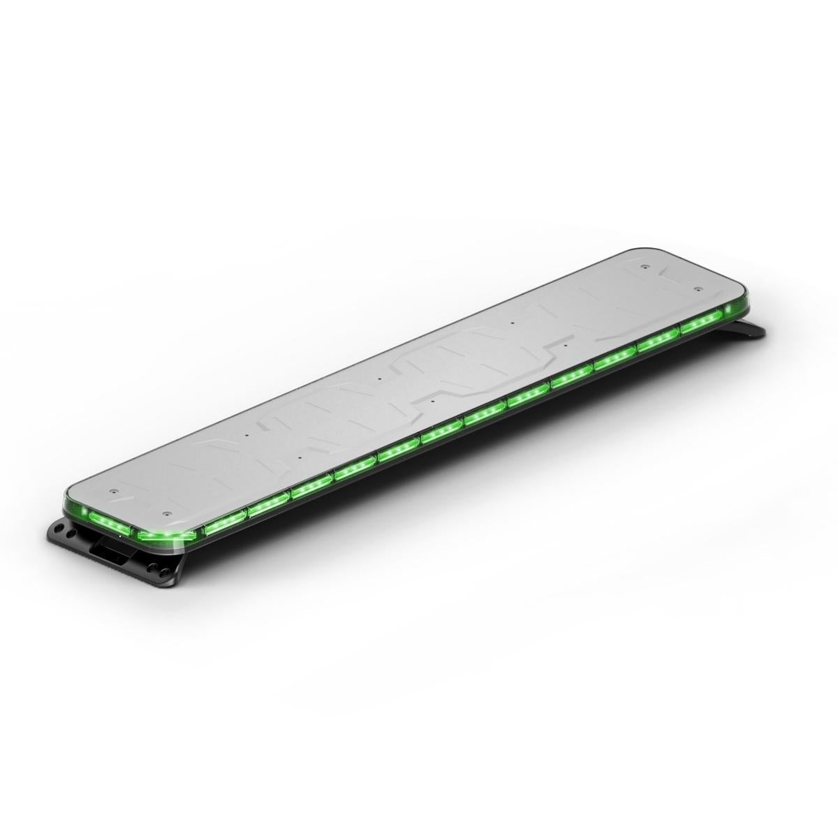 Feniex Quantum® 2.0 60" Long rectangular light bar with green LEDs on a white background