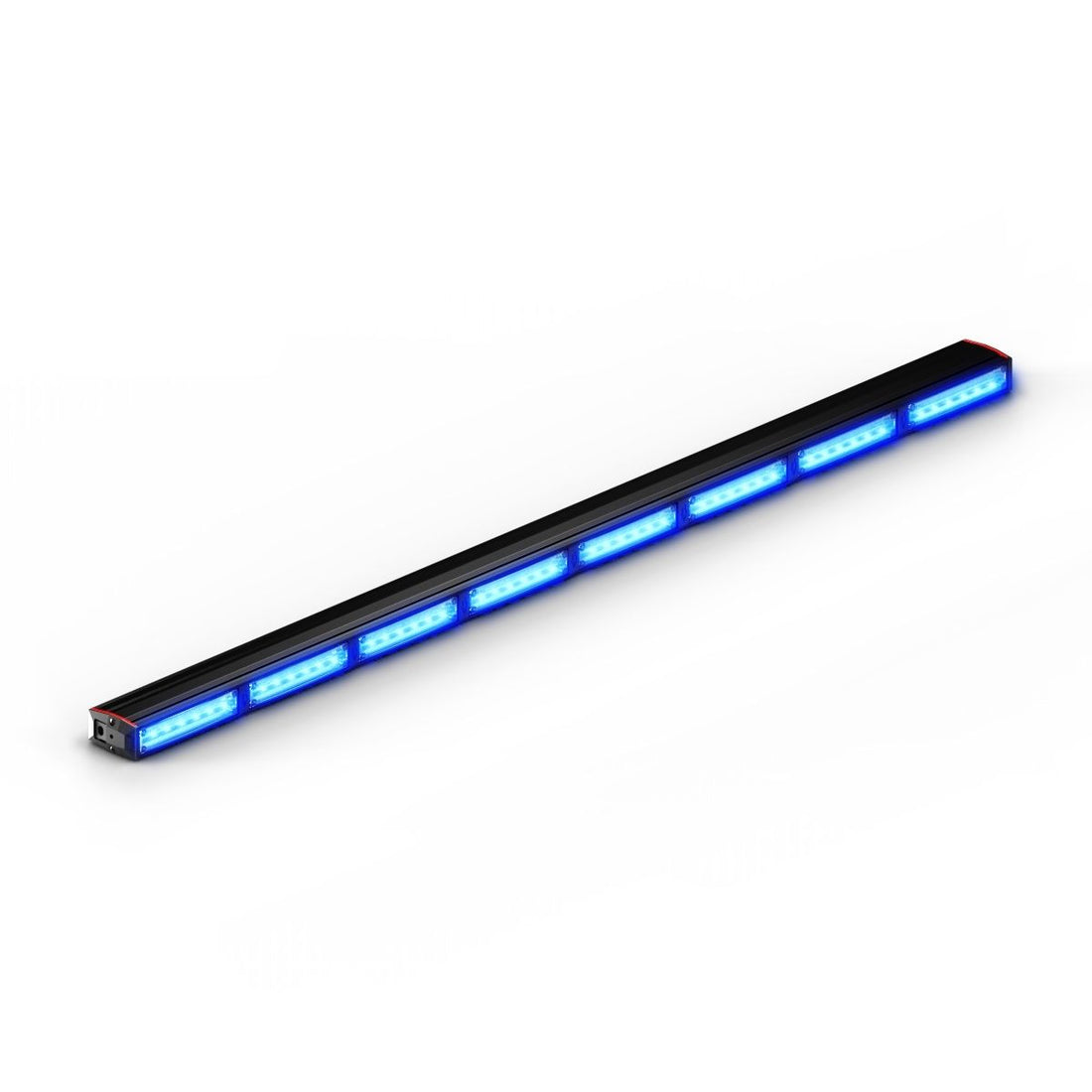 Feniex Quantum® 2.0 800 LED light bar with blue lights on a white background