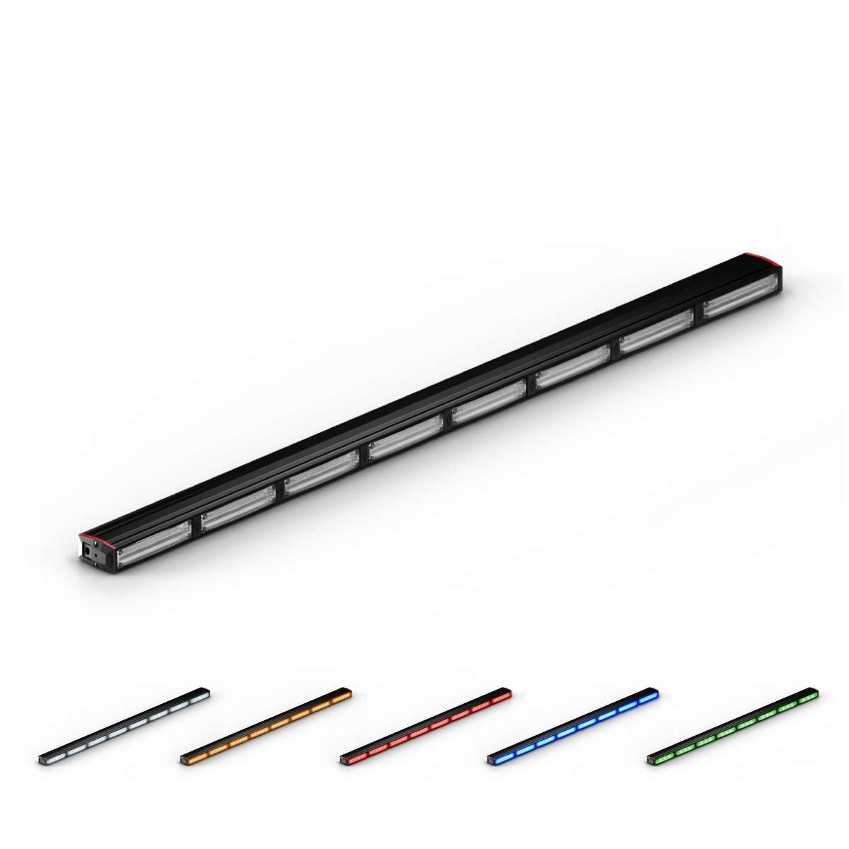 Feniex Quantum® 2.0 800 Long rectangular light bar with smaller colored light bars on a white background