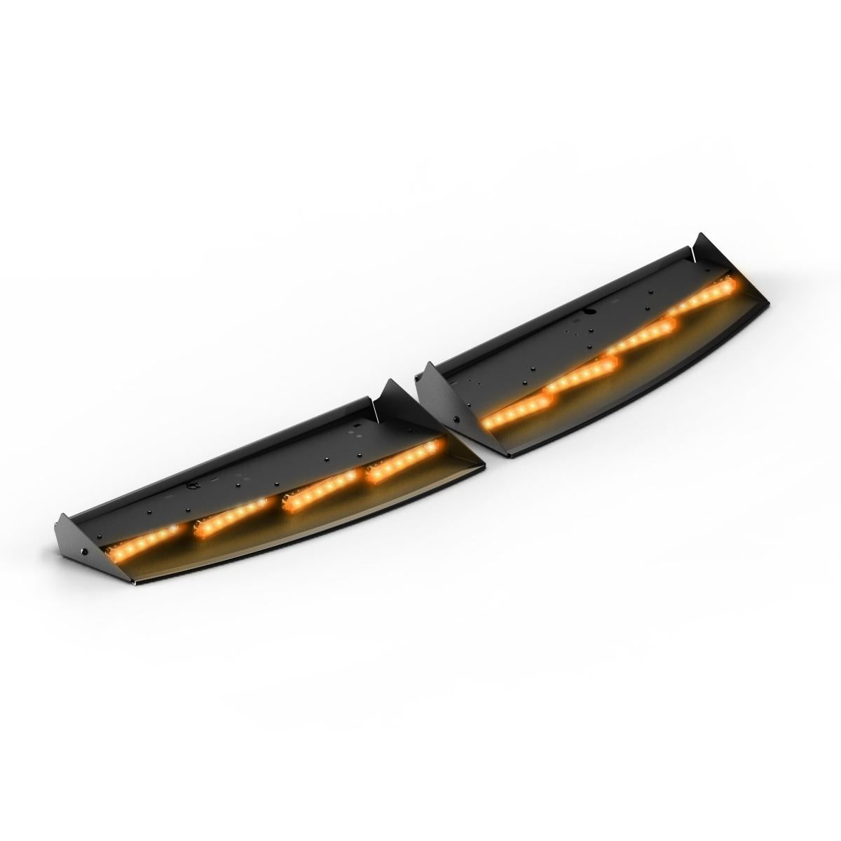Two Feniex Quantum® 2.0 Interior Front Light with orange illumination on a white background