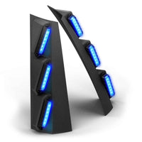 Black Feniex Quantum® 2.0 Pillar with blue lights on a white background