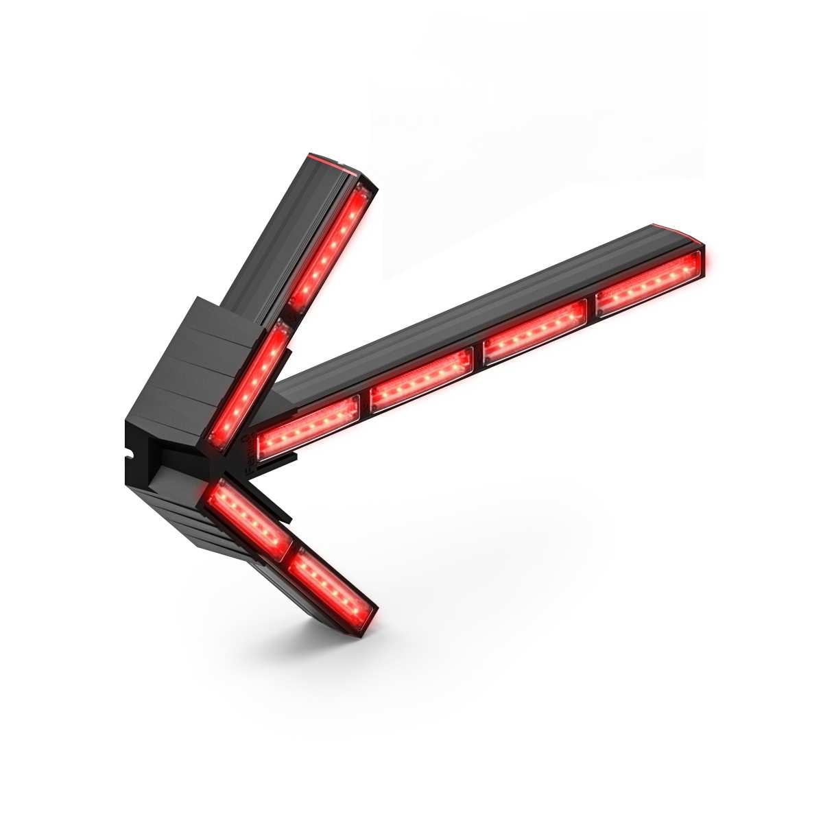 Black and red Feniex Quantum® 2.0 Split Arrow LED light bar on a white background
