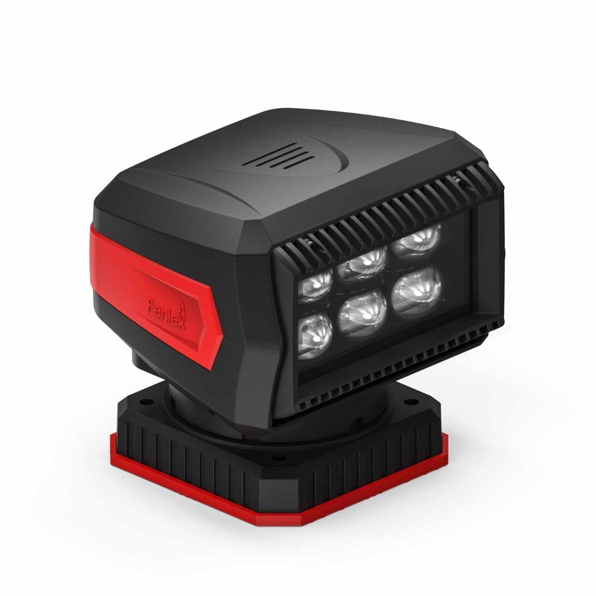 Black and red Feniex Remote Spot on a white background