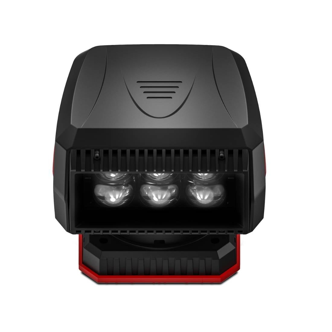 Black and red Feniex Remote Spot light on a white background