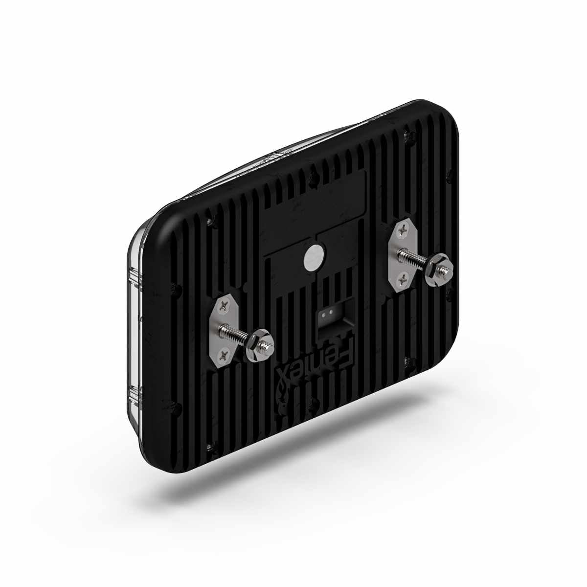 Black Feniex Reverse Lux 6x4 with mounting hardware on a white background