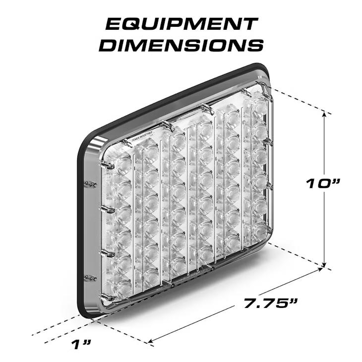 LED Feniex Reverse Lux 9x7 light bar with dimensions labeled on a white background