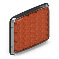 Feniex Spot Lux 9x7 Rectangular orange LED light with metallic frame on a white background