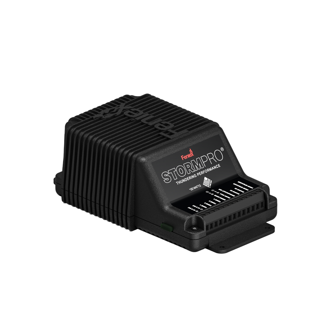 Feniex Storm 100W Siren amplifier with microphone and mounting hardware.