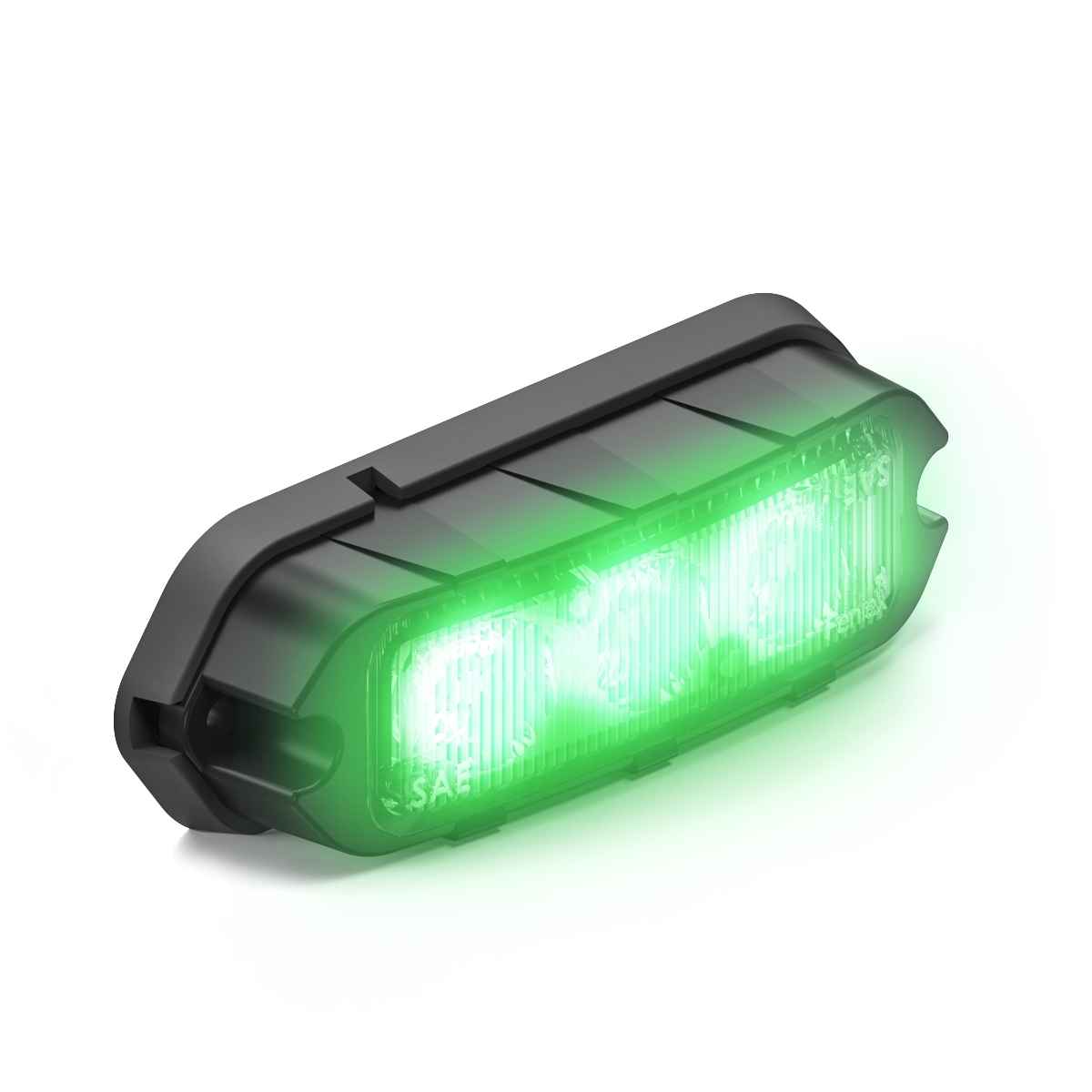 Feniex T3 Green LED light on a white background