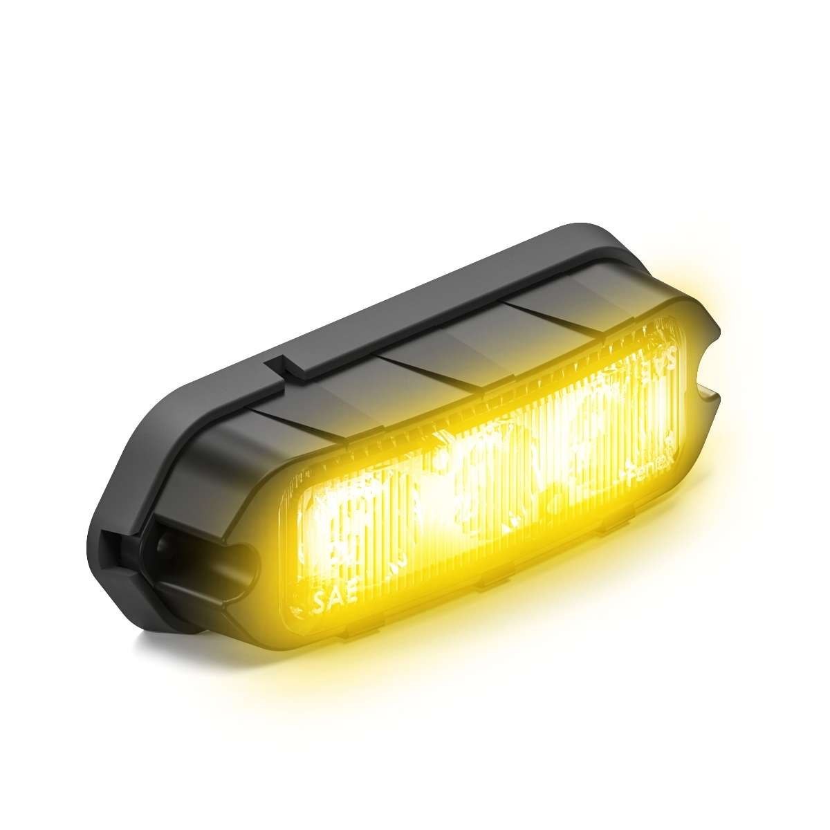 Feniex T3 Yellow LED light with black casing on a white background