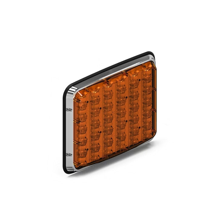 Amber rectangular LED Feniex Tail Turn Lux 9x7 light on a white background