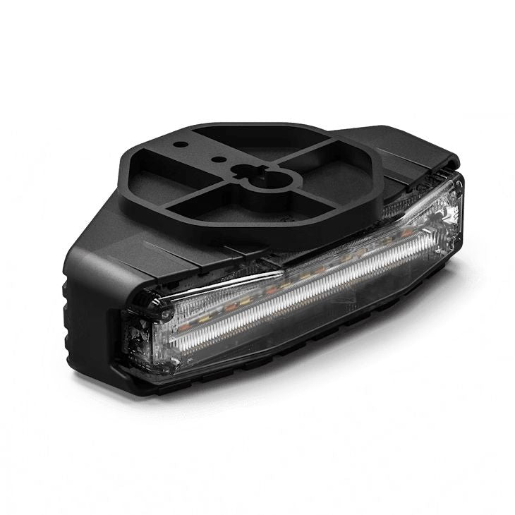 Black Feniex Under Mirror Puck Mount LED light bar on a white background