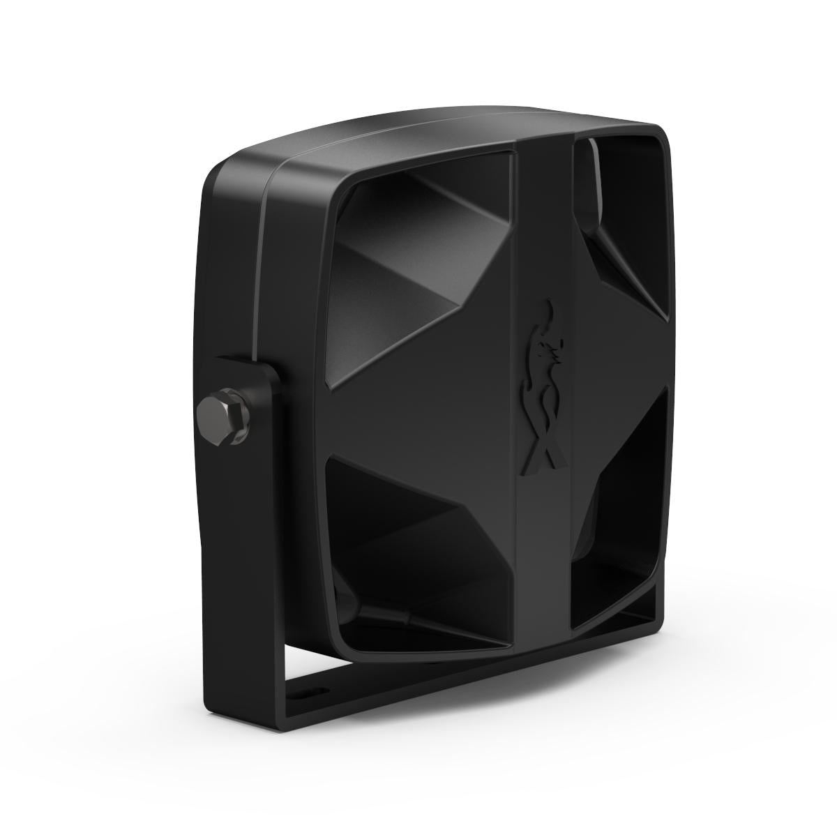 Black outdoor Feniex Vanguard 100W Speaker on a white background