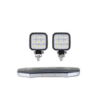 Set of three LED lights on a white background