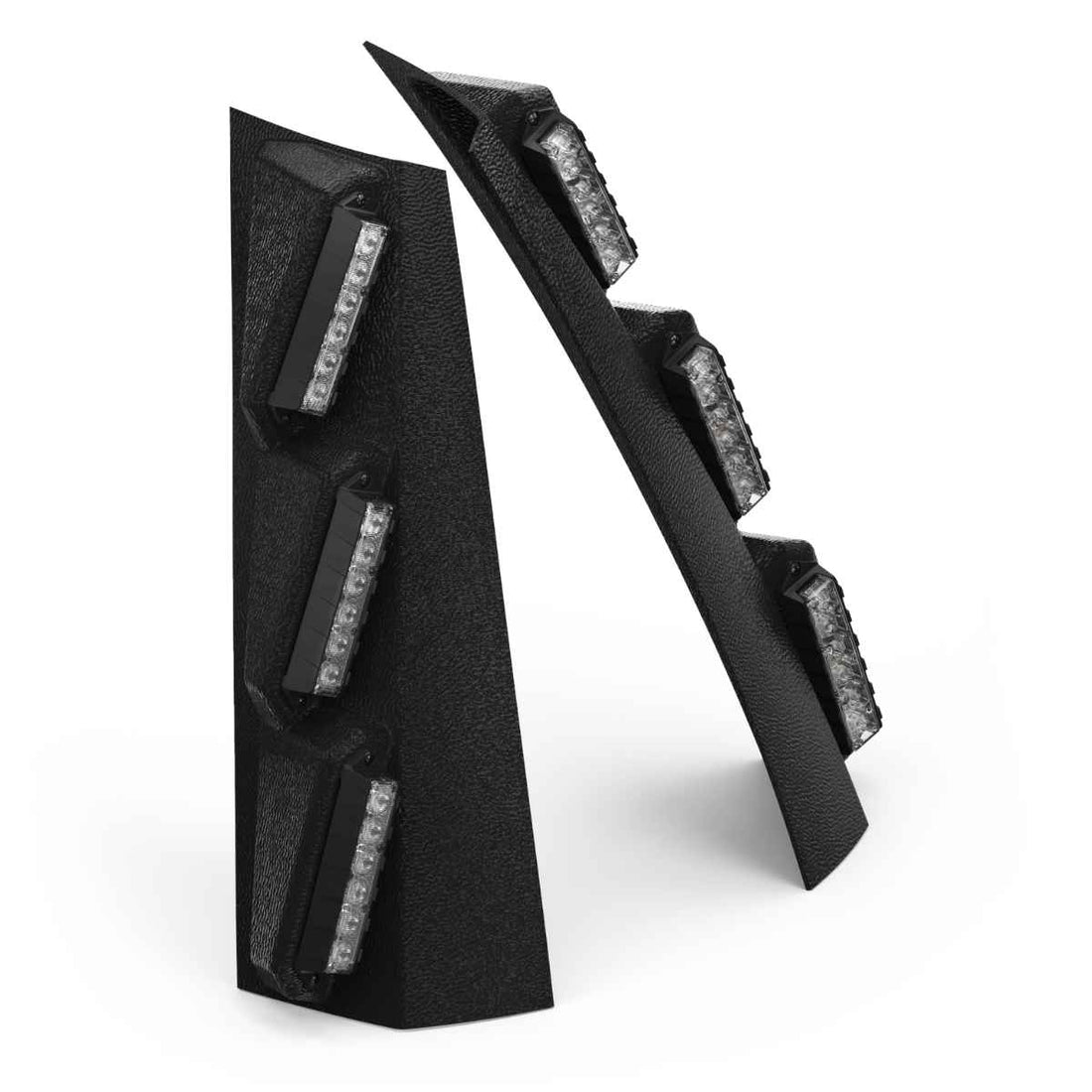 Black Fusion Pillar with embedded LED Lights on a white background