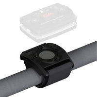Bicycle light attachment on a handlebar with a white background