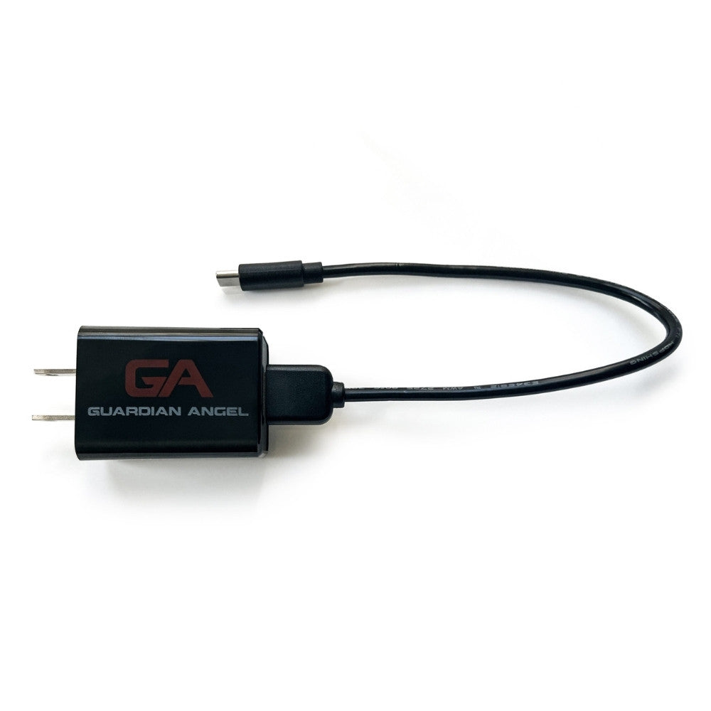 Black adapter with 'Guardian Angel' branding on a white background