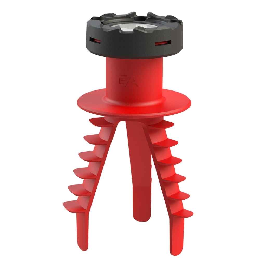 A red magnetic cone mount attachment with a unique three-leg design and a black neodymium rare-earth magnet at the base.