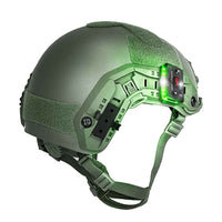 Guardian Angel Magnetic Helmet Rail Mount on a green helmet