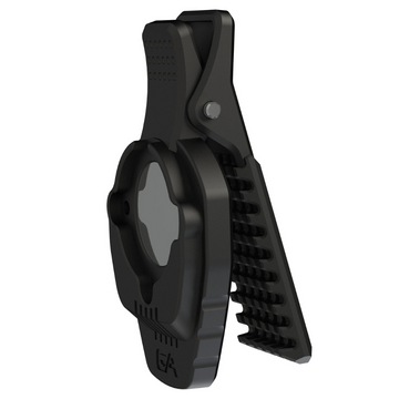 Guardian Angel Magnetic Jaw Clip Spring Mount with safety light attached to strap or gear for secure, hands-free visibility.