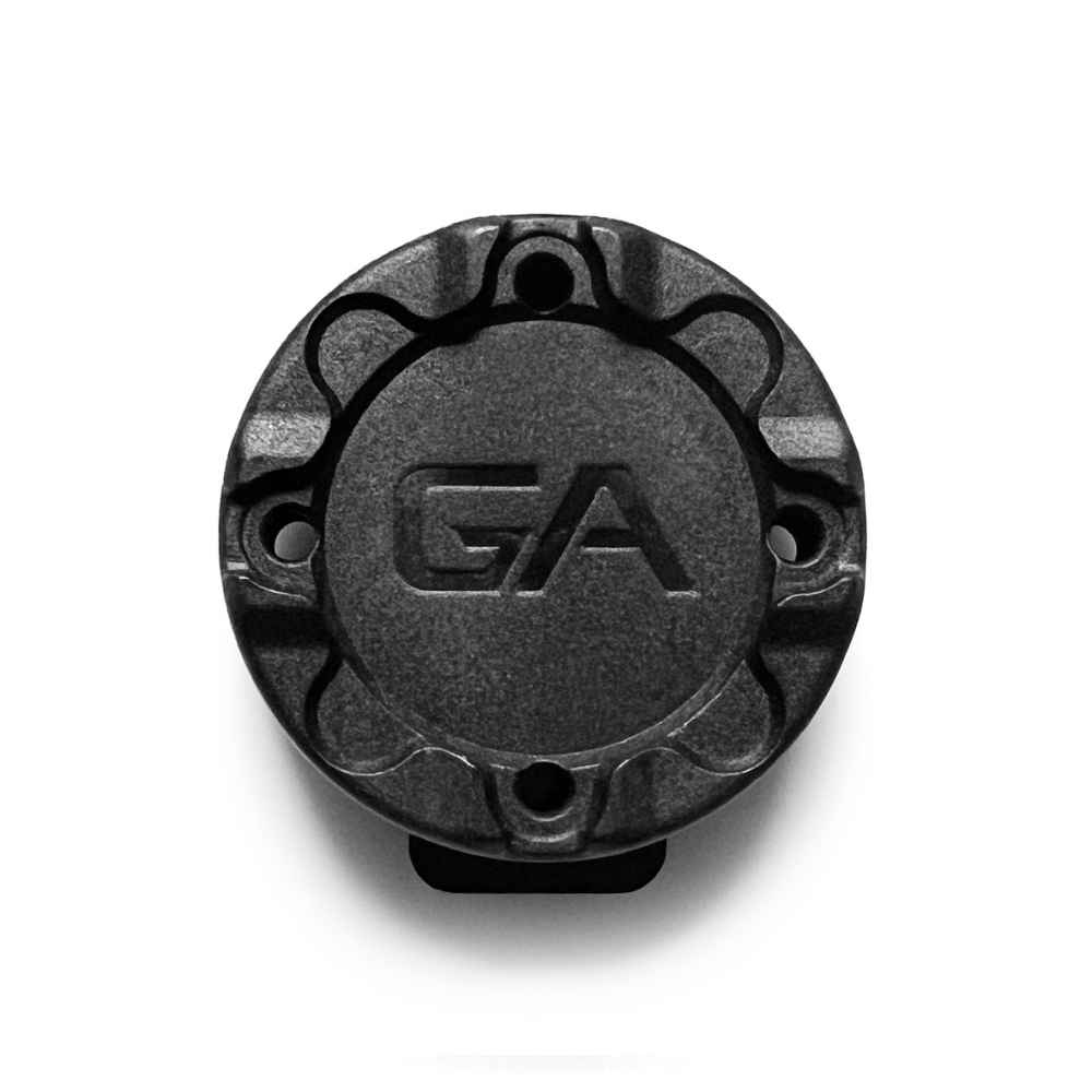 A black magnetic clip mount with the Guardian Angel logo embossed on the top.
