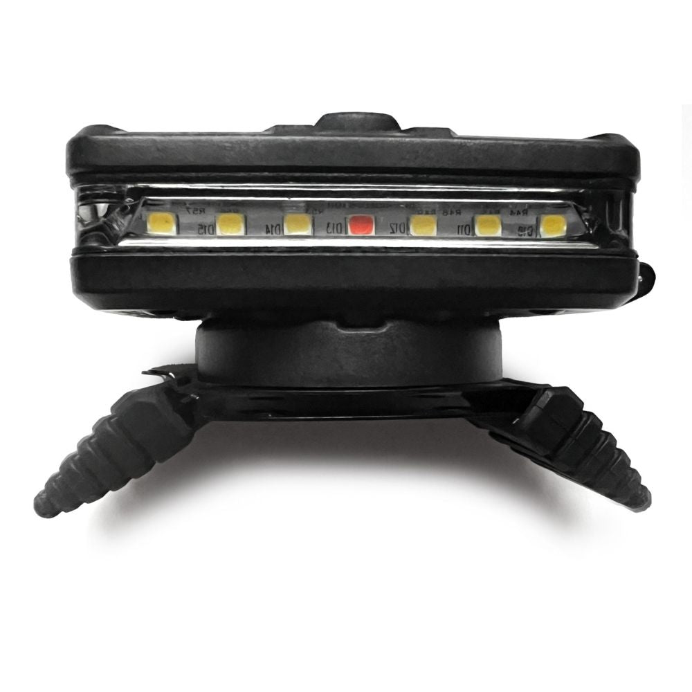Black light fixture with LED lights on a white background