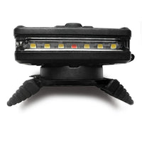Black light fixture with LED lights on a white background