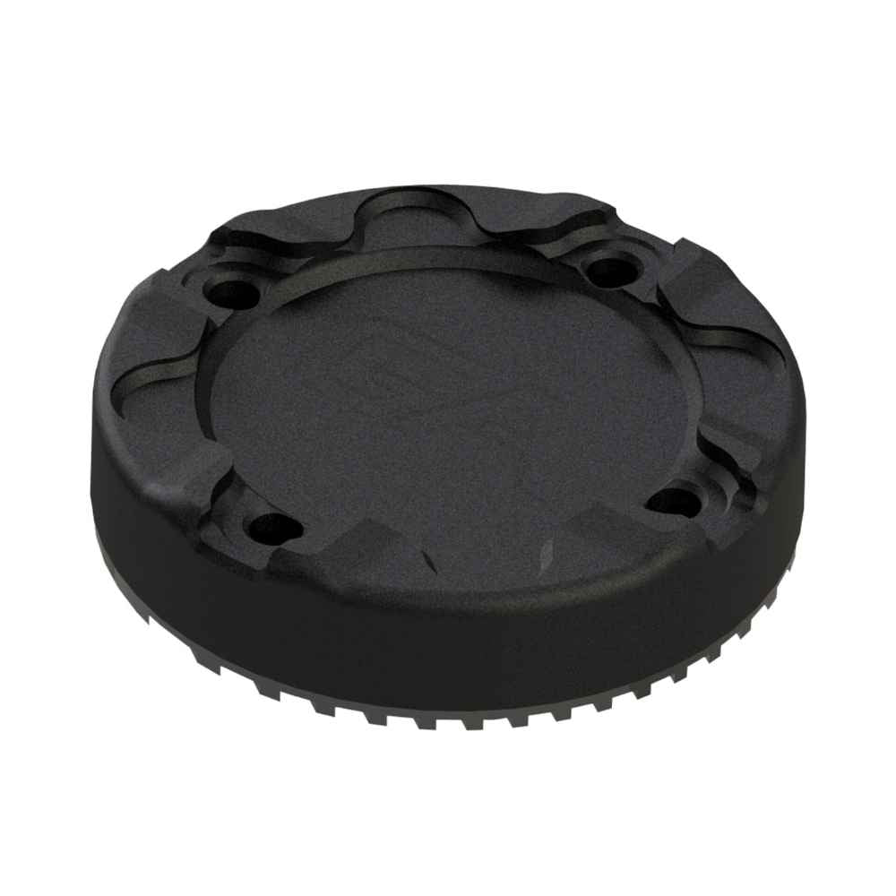 Magnetic Velcro clip mount with screw-in option for Guardian Angel safety light, mounted on gear and rail.