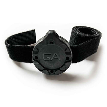 Velcro strap and magnetic base mount for Guardian Angel safety light—adjustable and secure fitting.