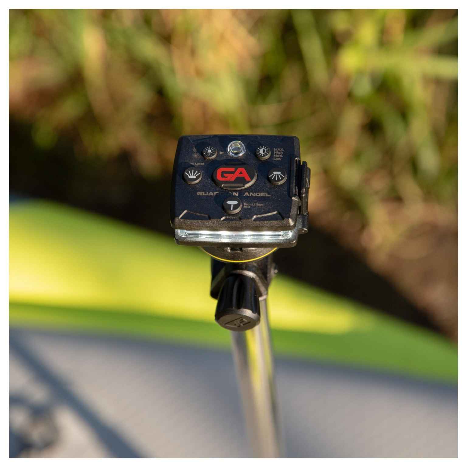 Guardian Angel Micro Series Device and Accessory Kayak/Marine Kit - RF with 'GA' branding against a blurred natural background