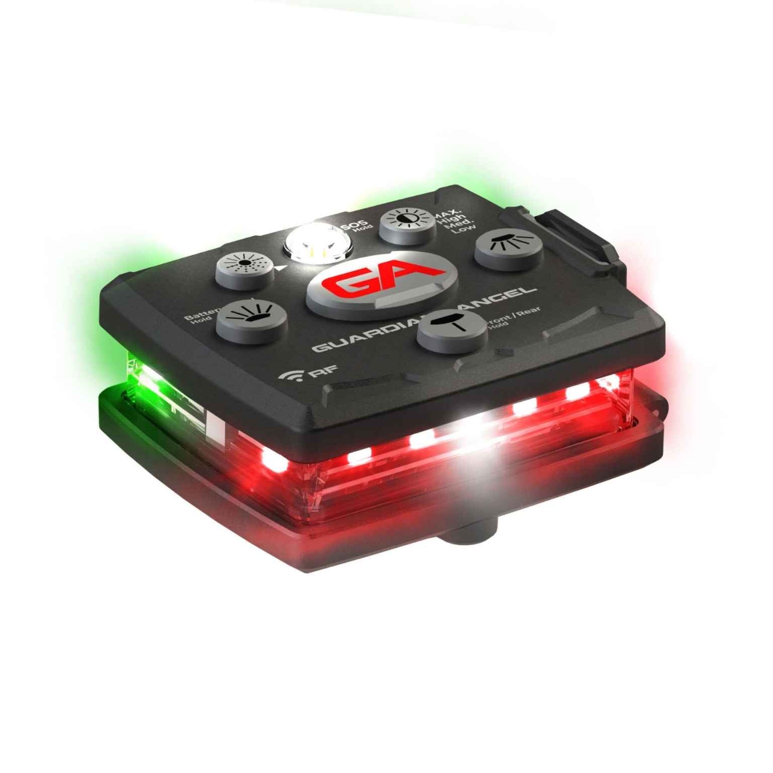 Guardian Angel electronic device with LED lights on a white background