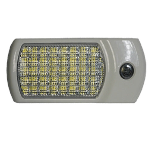 Opti-luxx 2.8" x 6.7" Rectangle White Dome Light with Switch and White Bezel on a white background