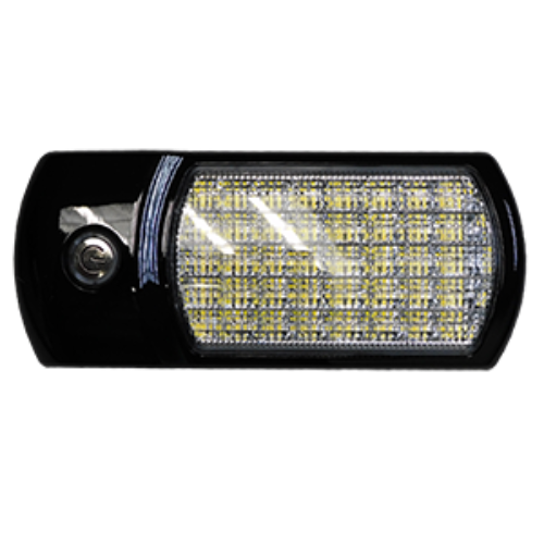 Opti-luxx 2.8" x 6.7" Rectangle White Dome Light with Switch and Black Bezel (Screw Mount, Touch Switch Connection)