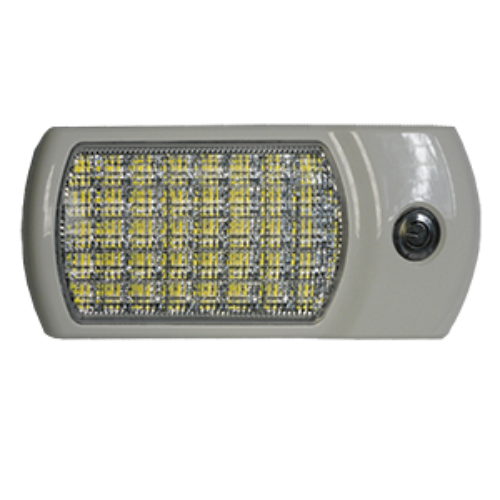 Opti-luxx 2.8" x 6.7" Rectangle White Dome Light with Switch and White Bezel (Screw Mount, Touch Switch Connection)