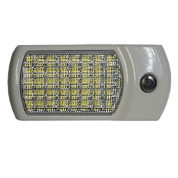 Opti-luxx 2.8" x 6.7" Rectangle White Dome Light with Switch and White Bezel (Screw Mount, Touch Switch Connection)