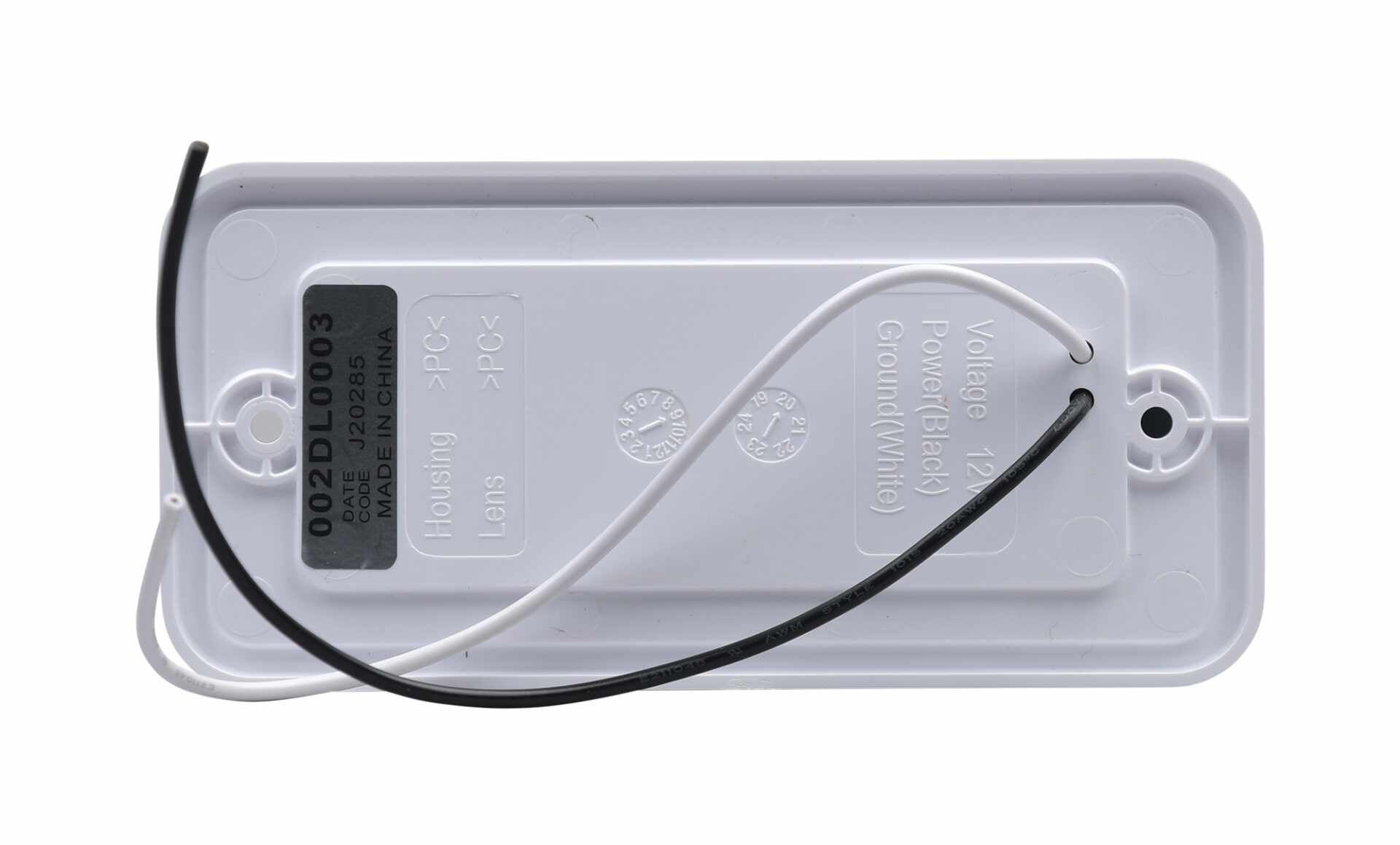Opti-luxx 3" X 6" Rectangle White Premium 15 LED Dome Light with a cable on a white background