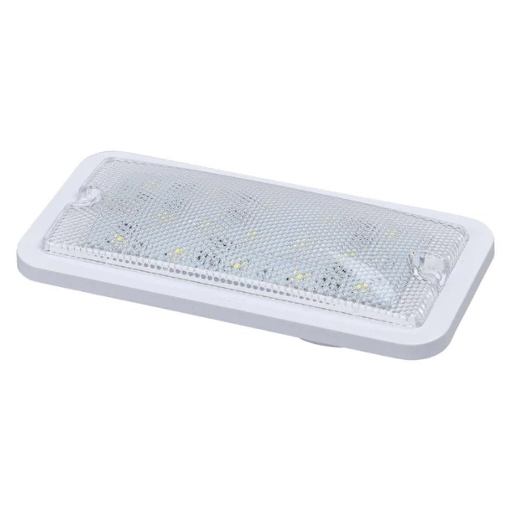 Opti-luxx 3" X 6" Rectangle White Premium 15 LED Dome Light on a white background