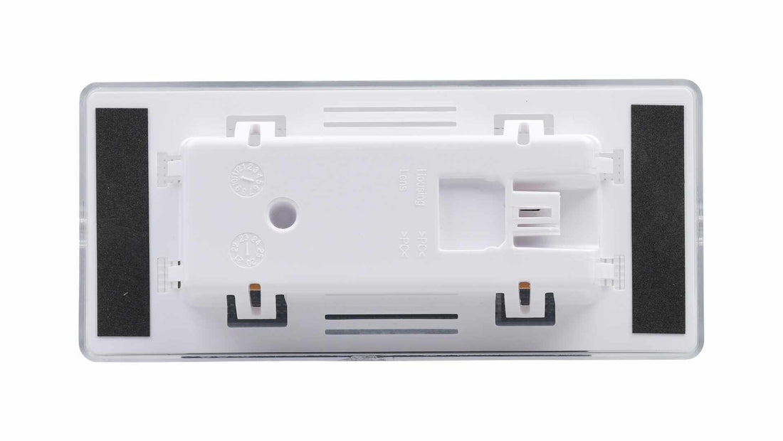 Opti-luxx 3″ x 7″ Rectangle White 12 LED back on a white background