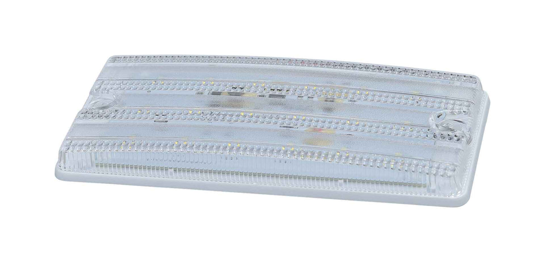 White Opti-luxx 3" x 7" Rectangle White Interior Dome on a white background