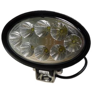 An oval-shaped white LED boarding light with multiple bulbs and a black housing.