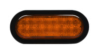 Oval orange Opti-luxx 6" Oval Amber Turn with black frame on a white background
