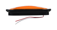 Opti-luxx 6" Oval Amber Turn with black casing and wiring on a white background