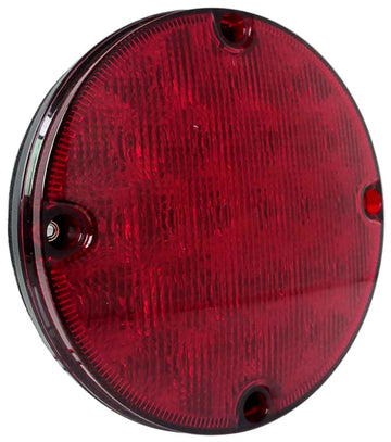Opti-luxx 700 SERIES 7" WARNING 2 WIRE RED round light lens on a white background
