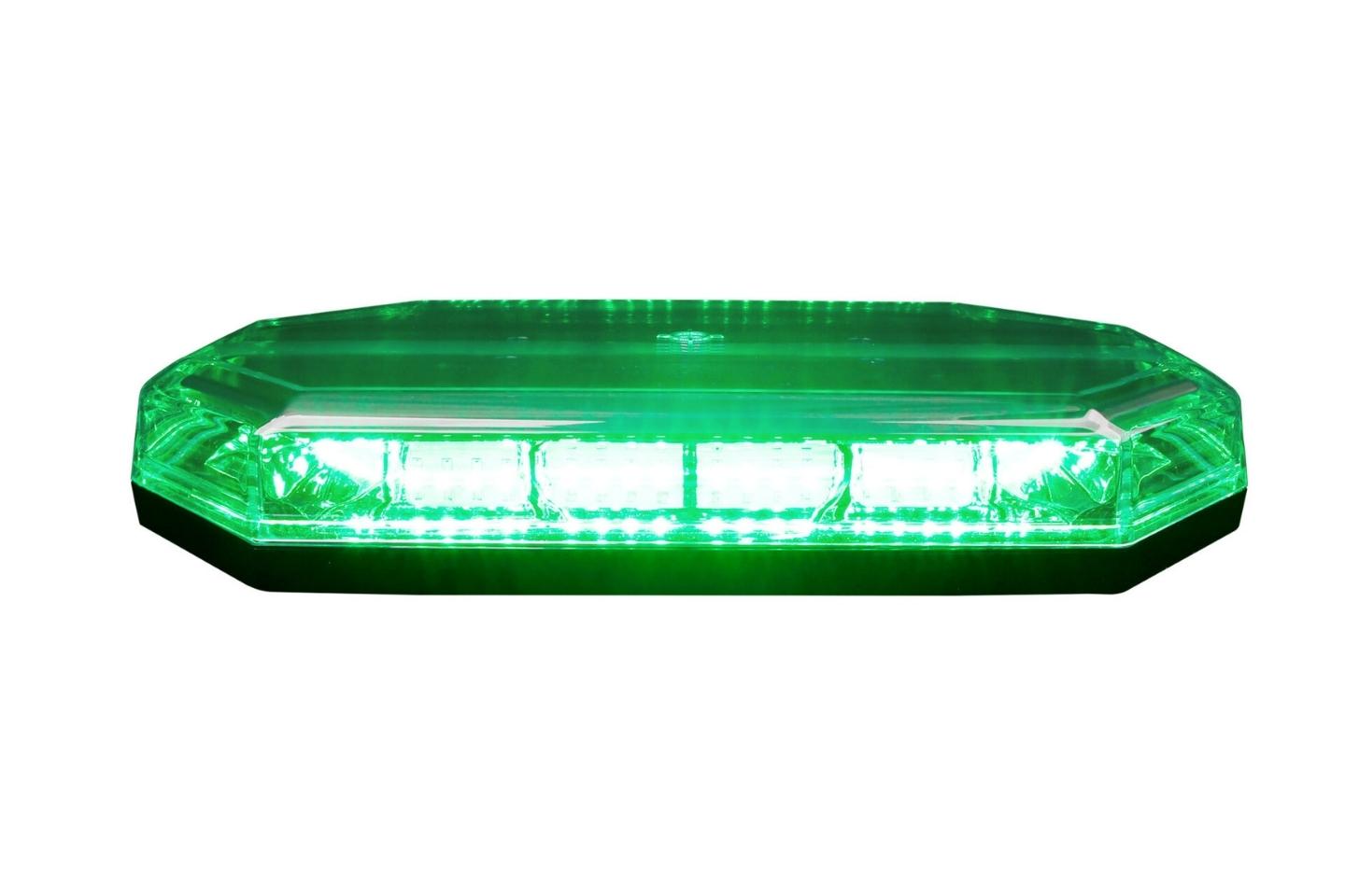Green emergency light bar on a white background