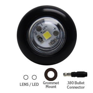 Opti-luxx .75" Round Clear/White Cargo Light (Grommet Mount, 180-Bullet Connector)