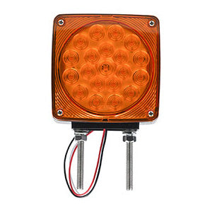 Opti-luxx 4.5" Square Amber/Red Right Curb Side Dual Face Turn/Park/Marker (Bolt Mount, 3-Wire Connection)