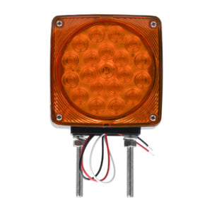 Opti-luxx 4.5" Square Amber/Red Left Road Side Dual Face Turn/Park/Marker (Bolt Mount, 3-Wire Connection)