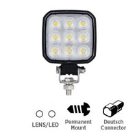 Opti-luxx 3.9" Square Clear/White Work Light (Bracket Mount, Deutsch Connector)