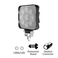 Opti-luxx 4.25" Square Clear/White Work Light (Bracket Mount, Deutsch Connector)