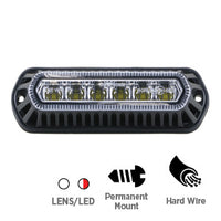 Opti-luxx AX100 Series 5.5" Oval White-Red LED Auxiliary Warning Light (Permanent Mount, 3-Wire Connection)